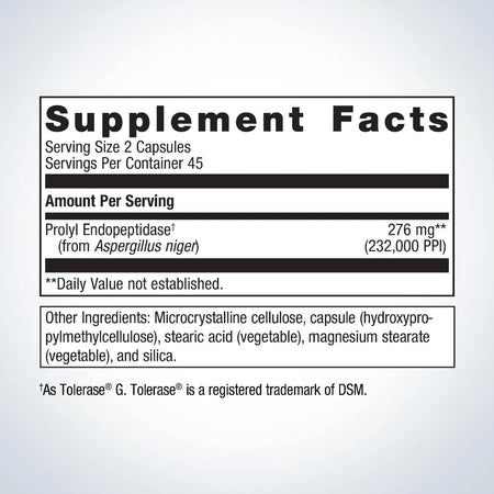 Metagenics gluten digest enzyme supplement facts