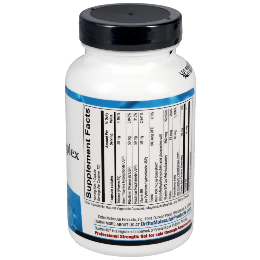 Methyl-B Complex ingredient panel with B-vitamins, folate, B12 and cofactors for methylation support