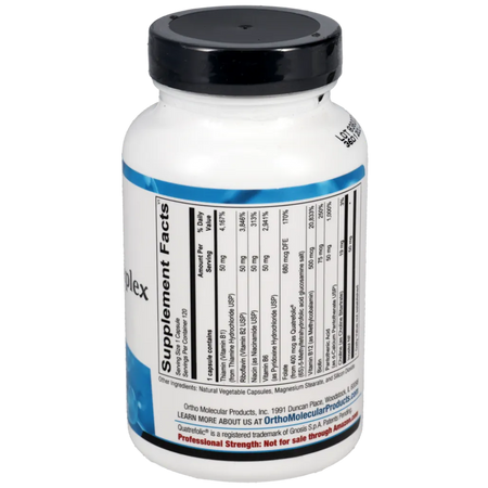 Methyl-B Complex ingredient panel with B-vitamins, folate, B12 and cofactors for methylation support