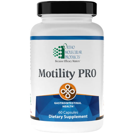 Motility PRO gastrointestinal motility support capsules by Ortho Molecular Products with label visible.
