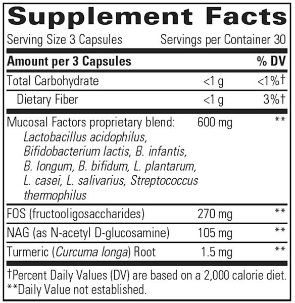 Integrative Therapeutics Mucosal Factors with Cofactors 90 Capsules supplement facts