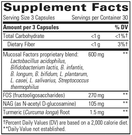 Integrative Therapeutics Mucosal Factors with Cofactors 90 Capsules supplement facts