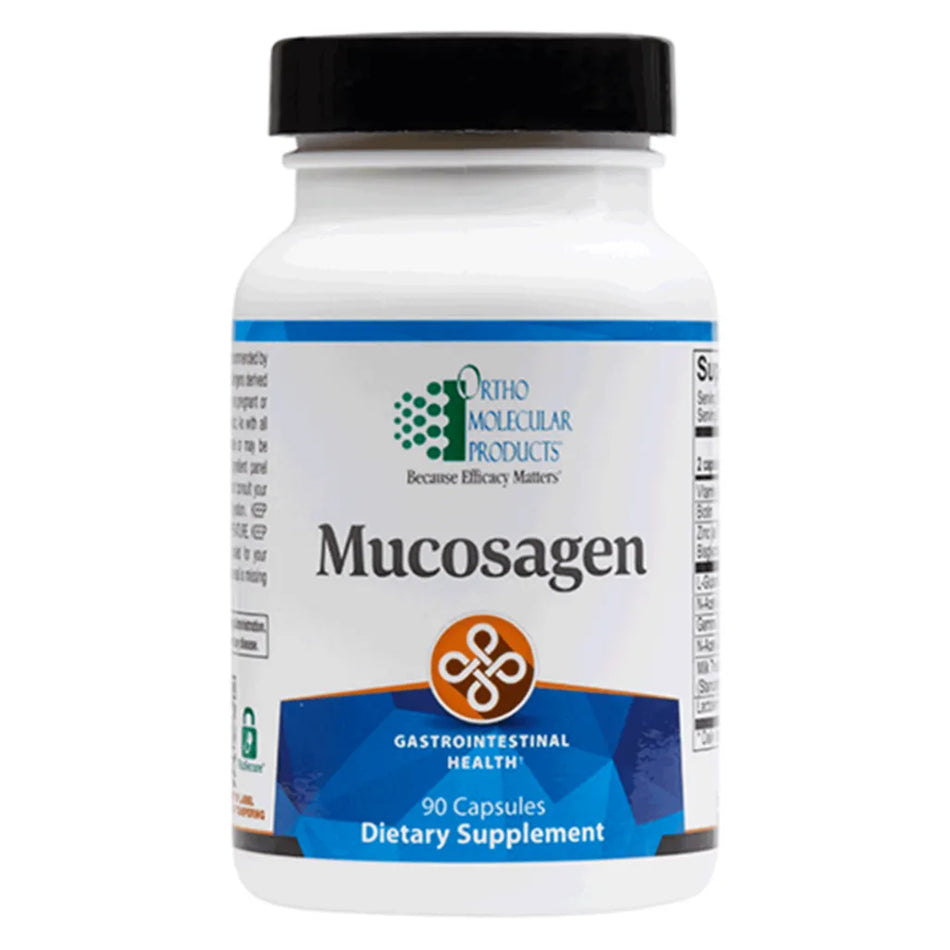 Ortho Molecular Products Mucosagen digestive health supplement bottle – front view.