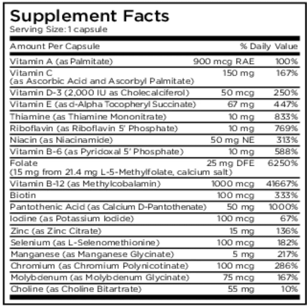 Multivitamin + 15 mg L-Methylfolate by MethylPro