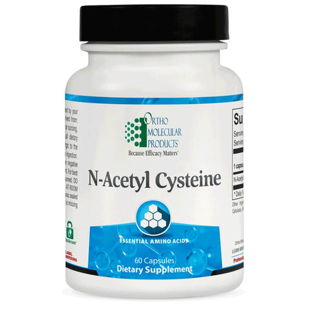 Ortho Molecular N‑Acetyl‑Cysteine antioxidant support and detoxification supplement – white bottle with label.