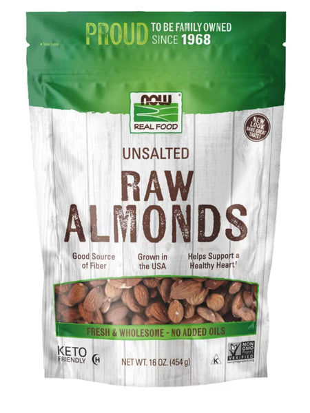 NOW Real Food® - Raw Almonds, Unsalted - 16 oz (454 Grams)