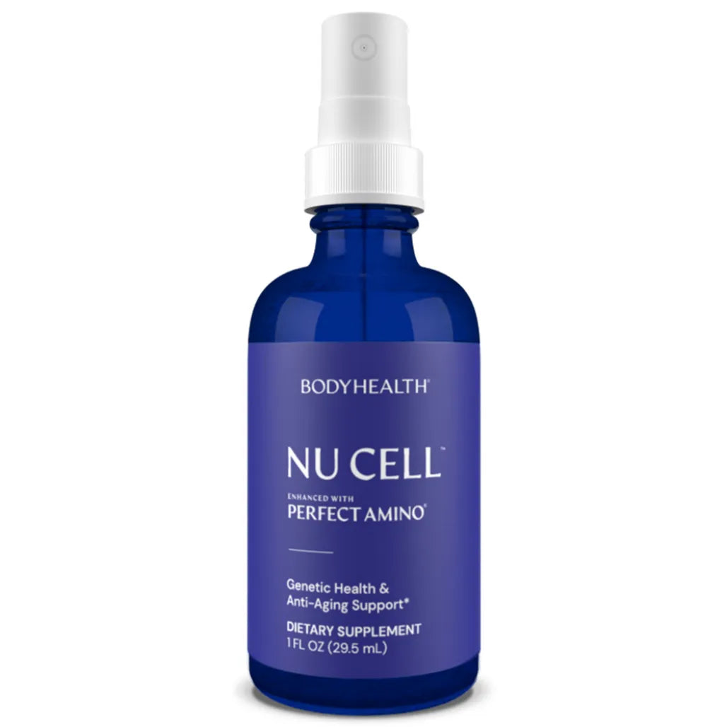 BodyHealth Nu Cell anti-aging spray supplement for genetic health support and cellular rejuvenation enhanced with PerfectAmino.