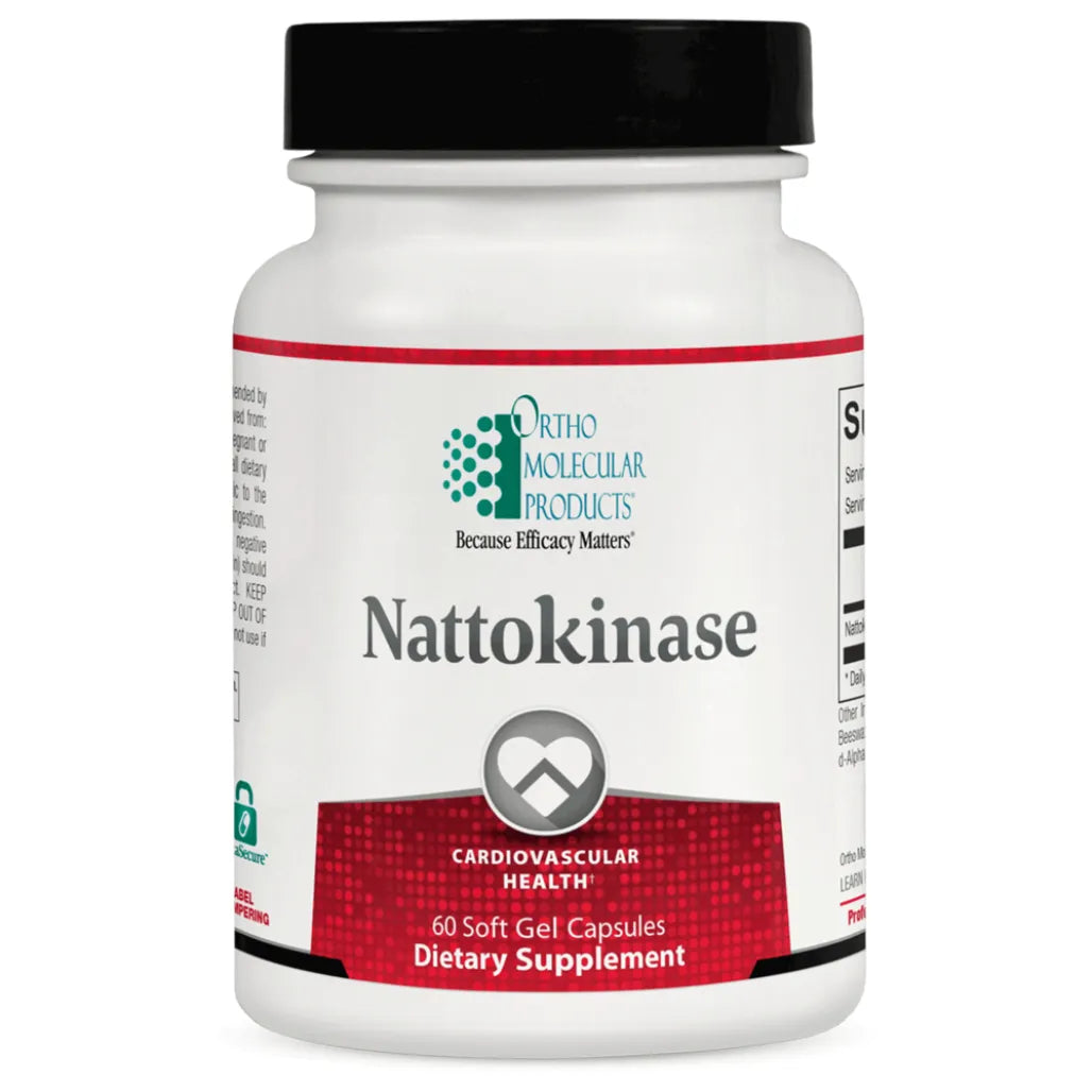 Ortho Molecular Nattokinase enzyme supplement for healthy blood flow, circulation, and cardiovascular support – 60 softgels.