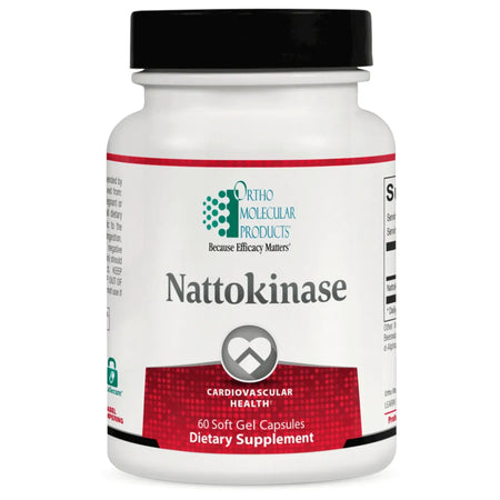 Ortho Molecular Nattokinase enzyme supplement for healthy blood flow, circulation, and cardiovascular support – 60 softgels.