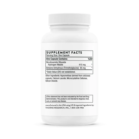 Thorne NiaCel 400 60 caps supplement facts