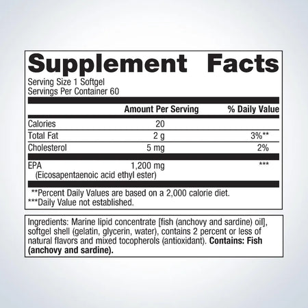 Metagenics OmegaGenics EPA supplement facts