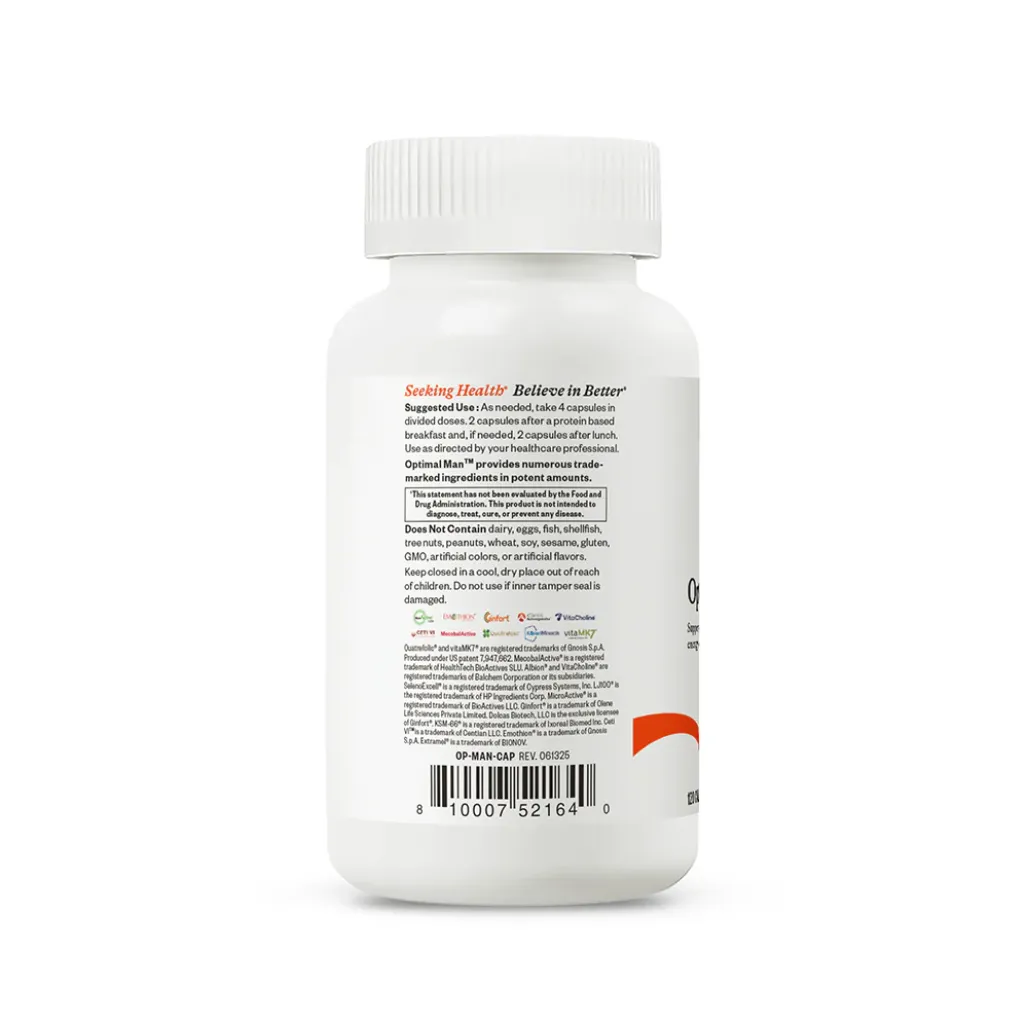 About Optimal Man by Seeking Health - 120 Vegetarian Capsules | Support Healthy Fertility