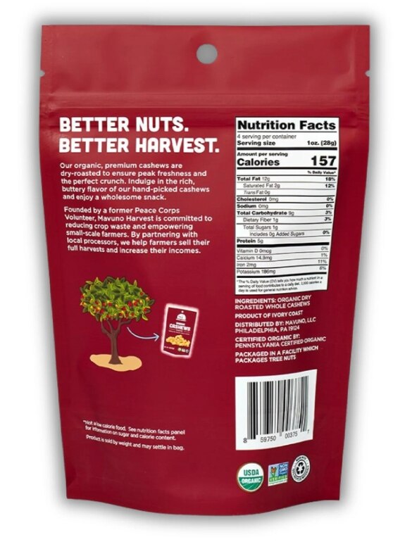 Organic Cashews - Roasted - 4 oz (112 Grams)