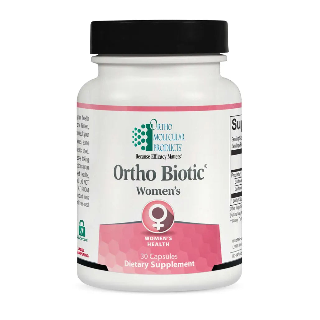 Ortho Biotic Women’s targeted probiotic formula by Ortho Molecular Products for women’s gut, vaginal microflora, and urogenital health support