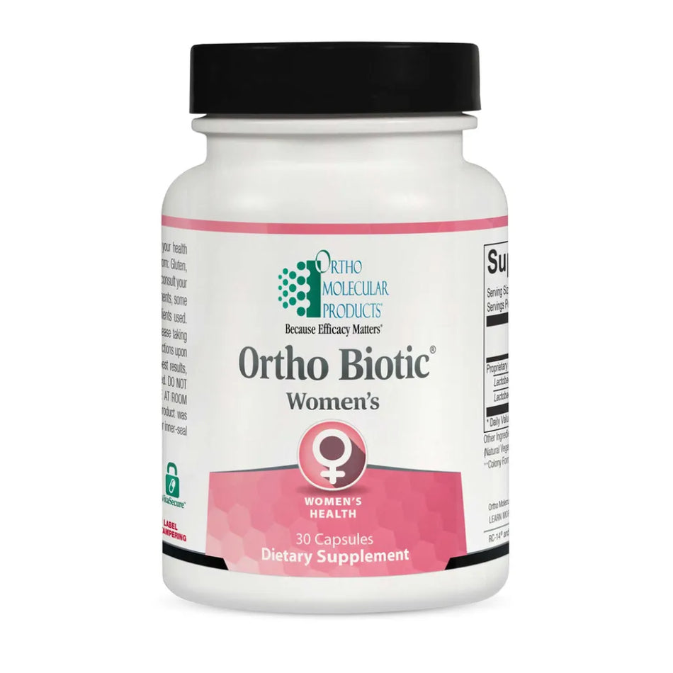 Ortho Biotic Women’s targeted probiotic formula by Ortho Molecular Products for women’s gut, vaginal microflora, and urogenital health support