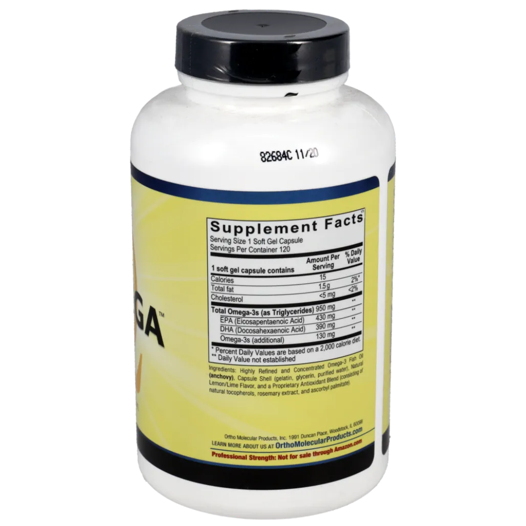 Ortho-Molecular Products Orthomega 820 ingredients and supplement facts label – omega-3 fatty acids