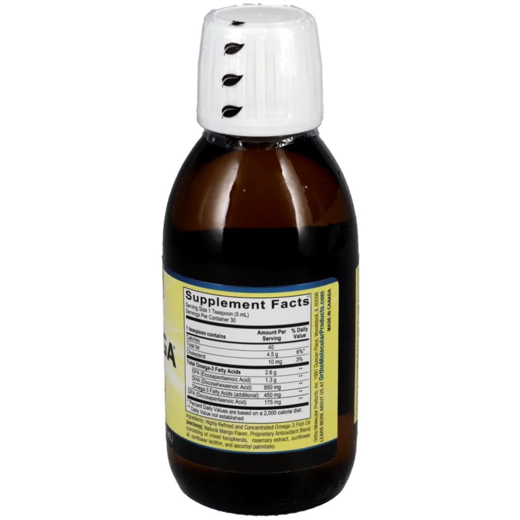 Orthomega Liquid Fish Oil Mango flavored omega-3 supplement ingredients list