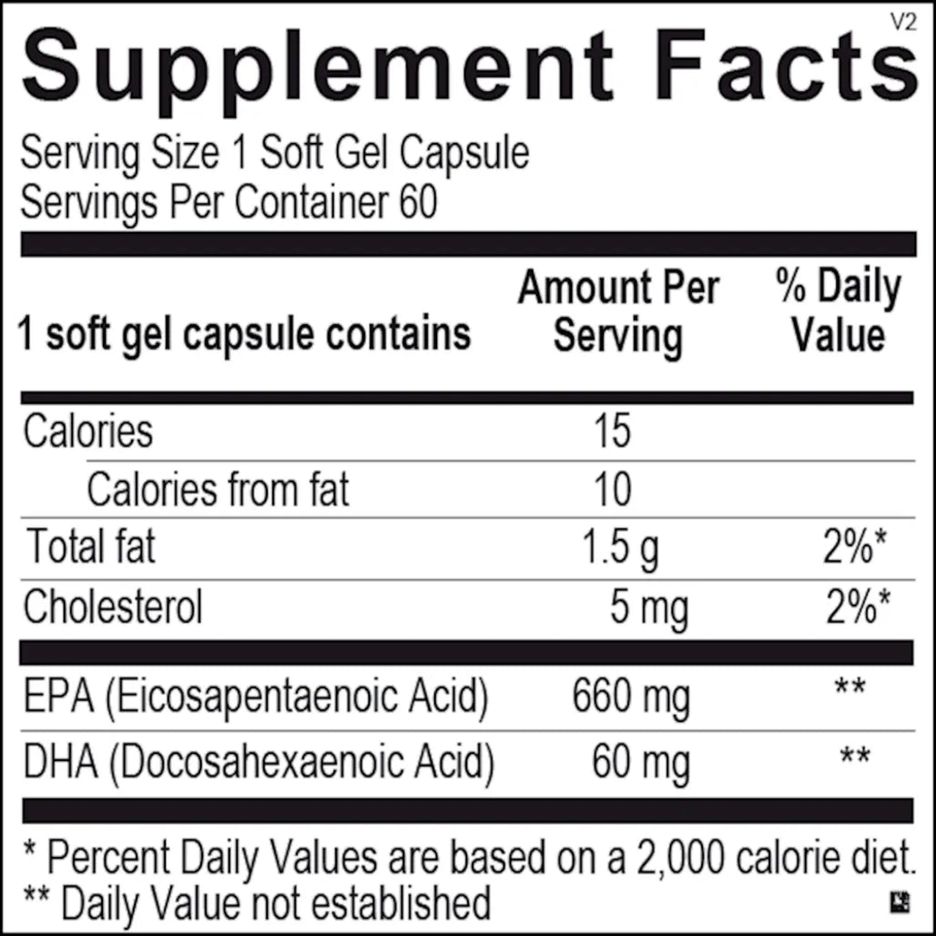 Orthomega Select EPA active fatty acid profile and ingredient list image