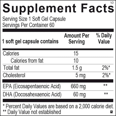 Orthomega Select EPA active fatty acid profile and ingredient list image