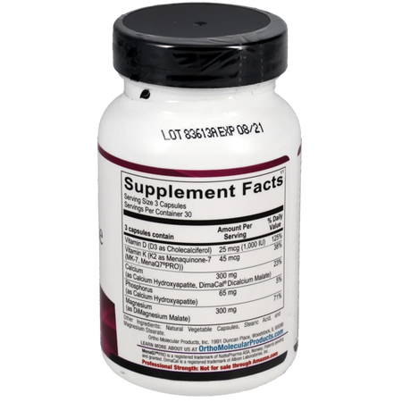 Ortho Molecular Products OsteoBase bone support supplement ingredient panel