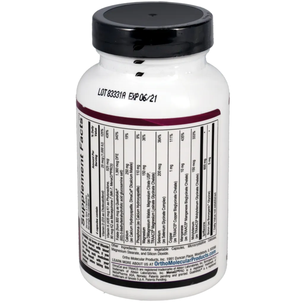 Bone health formula OsteoPrev ingredients showing vitamins and minerals