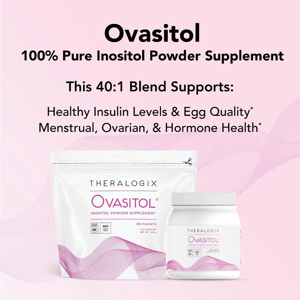 Theralogix Ovasitol Pure Inositol Powder Supplement with Myo Inositol and D-Chiro Inositol for PCOS Support and Fertility Wellness