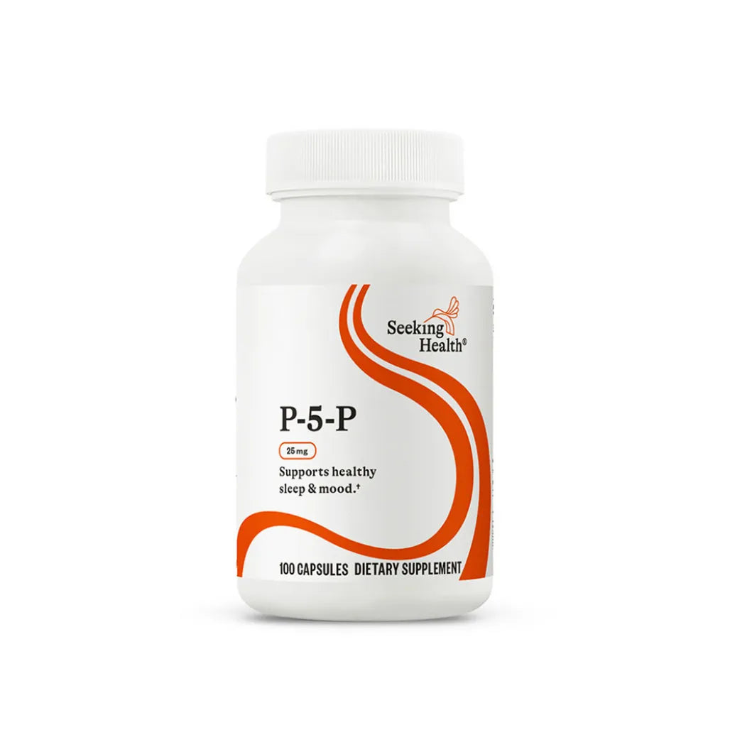 Seeking Health Magnesium Glycinate Powder supplement facts showing 200 mg magnesium bisglycinate chelate per serving for muscle relaxation and calm support.