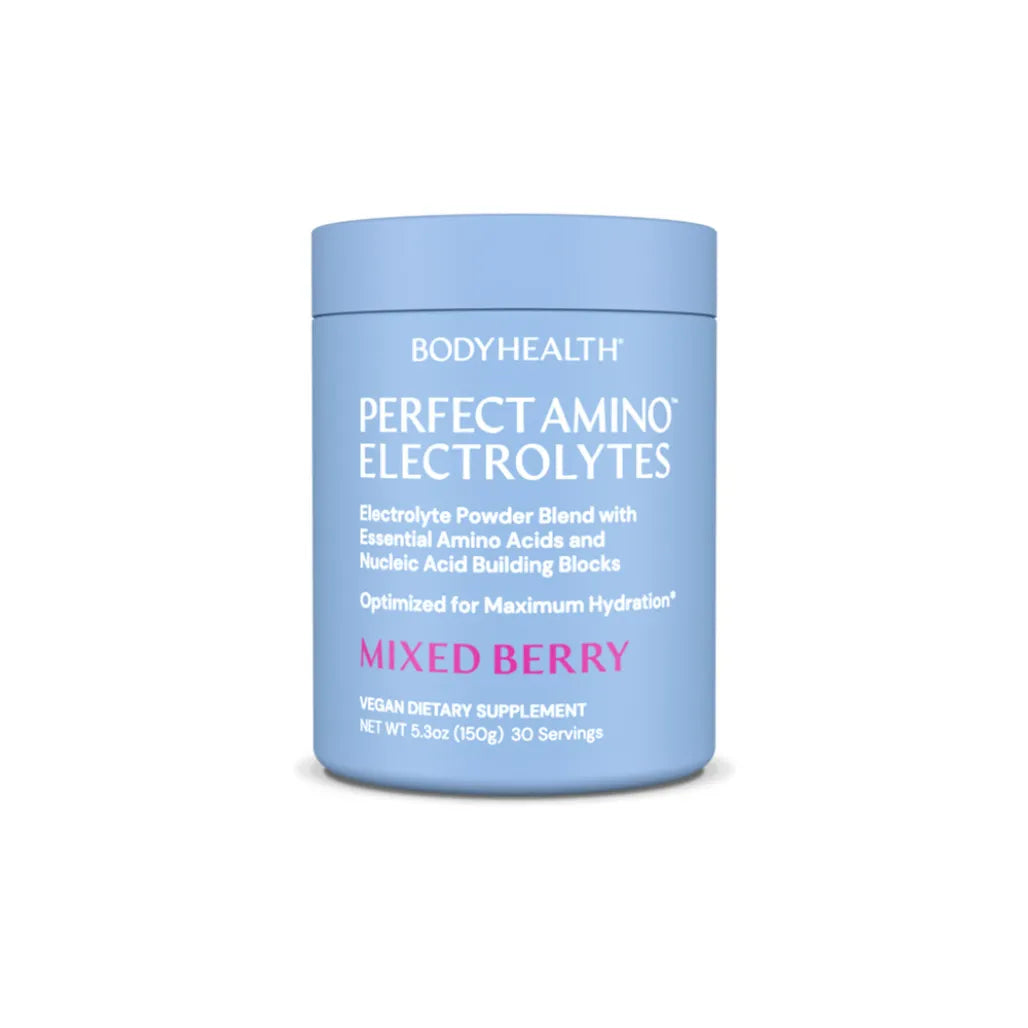 BodyHealth Perfect Amino Electrolytes Mixed Berry - Vegan Electrolyte Powder with Essential Amino Acids for Maximum Hydration (30 Servings)