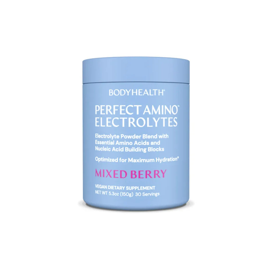 BodyHealth Perfect Amino Electrolytes Mixed Berry - Vegan Electrolyte Powder with Essential Amino Acids for Maximum Hydration (30 Servings)