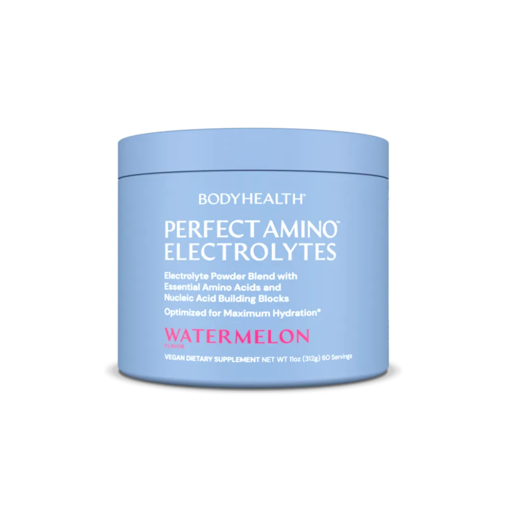 BodyHealth Perfect Amino Electrolytes Watermelon flavor - Vegan electrolyte powder with essential amino acids and nucleic acid building blocks for maximum hydration - 60 Servings