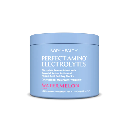 BodyHealth Perfect Amino Electrolytes Watermelon flavor - Vegan electrolyte powder with essential amino acids and nucleic acid building blocks for maximum hydration - 60 Servings