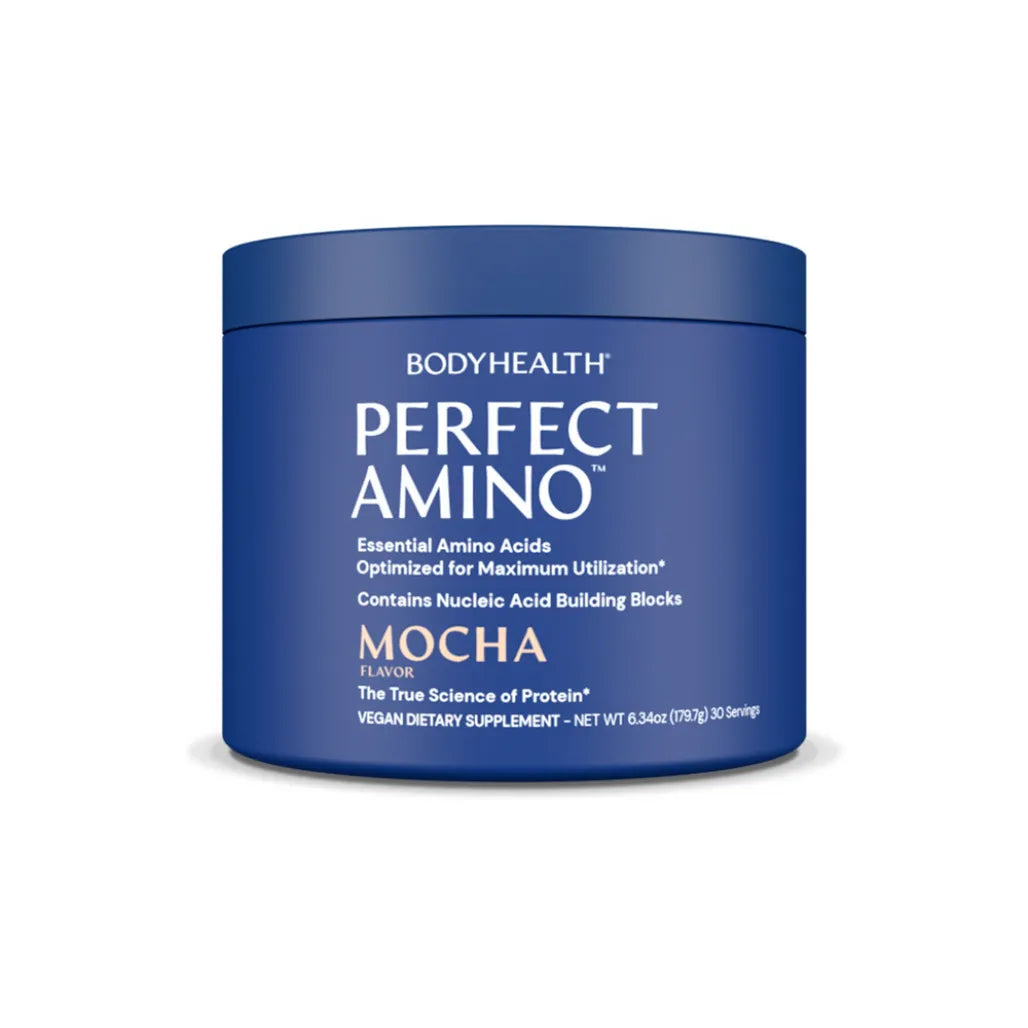BodyHealth Perfect Amino Powder Mocha Flavor Essential Amino Acid Supplement for Muscle Recovery and Fitness Performance