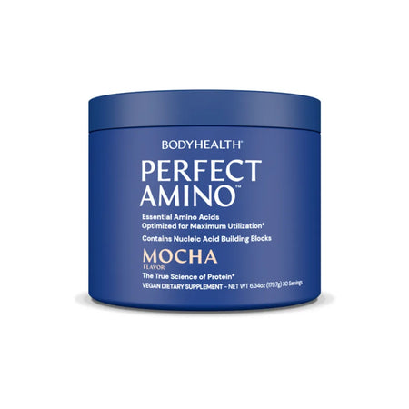 BodyHealth Perfect Amino Powder Mocha Flavor Essential Amino Acid Supplement for Muscle Recovery and Fitness Performance