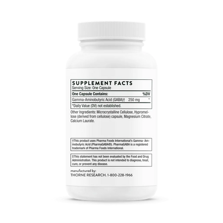 Thorne PharmaGABA-250 60 caps supplement facts
