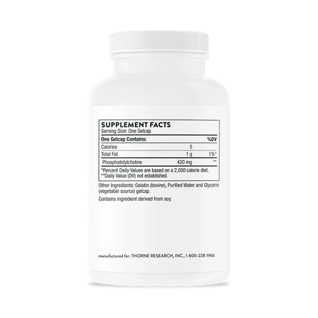 Thorne Phosphatidyl Choline 60 softgels supplement facts