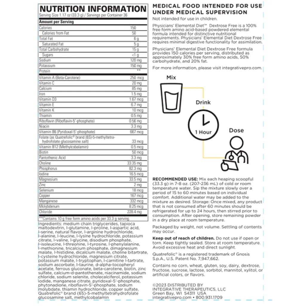 Physicians' Elemental Diet™ Dextrose Free