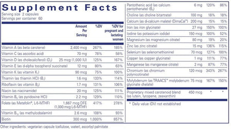 Pure Encapsulations PreNatal Nutrients supplements facts