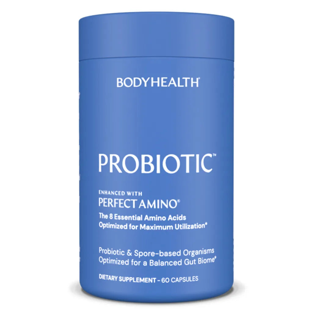 BodyHealth Probiotic Enhanced with Perfect Amino Advanced Gut Health Supplement with Live Cultures and Essential Amino Acids