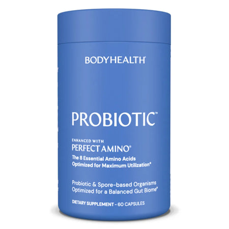 BodyHealth Probiotic Enhanced with Perfect Amino Advanced Gut Health Supplement with Live Cultures and Essential Amino Acids