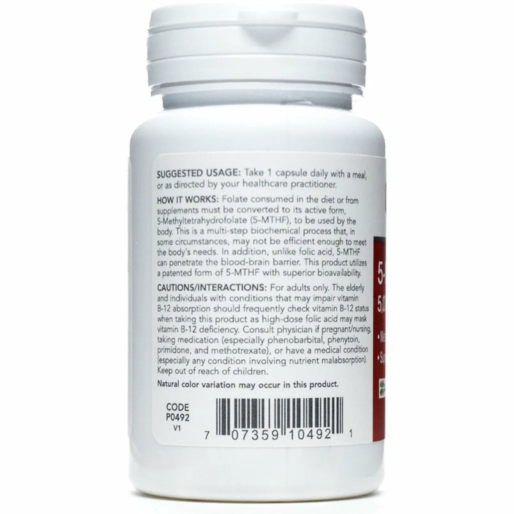 Protocol For Life Balance 5-Methyl Folate supplement bottle packaging with 5000 mcg active folate capsules