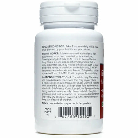 Protocol For Life Balance 5-Methyl Folate supplement bottle packaging with 5000 mcg active folate capsules