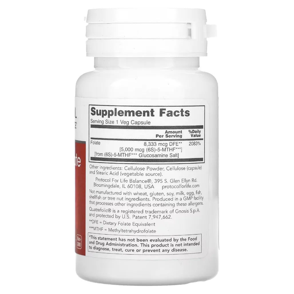 L-5-Methyltetrahydrofolate active folate ingredient used in 5-Methyl Folate 5000 mcg capsule supplement