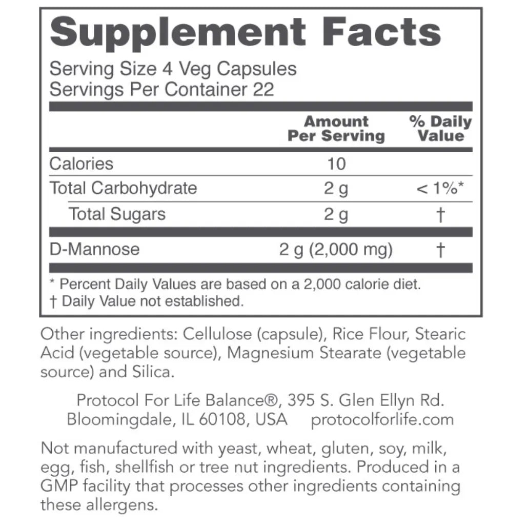 D-Mannose 500 mg Protocol for life Balance