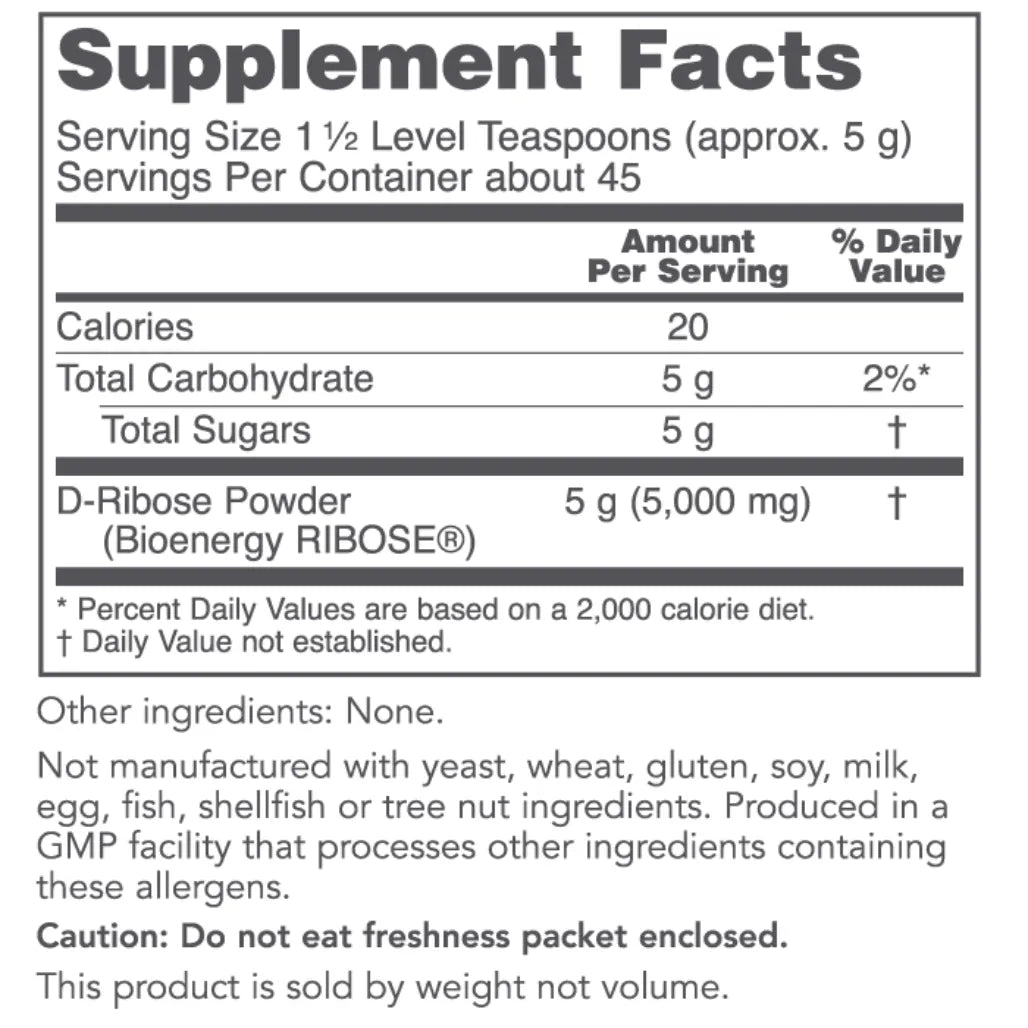 D-Ribose Powder 8 oz Protocol for life Balance