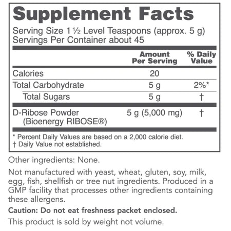 D-Ribose Powder 8 oz Protocol for life Balance