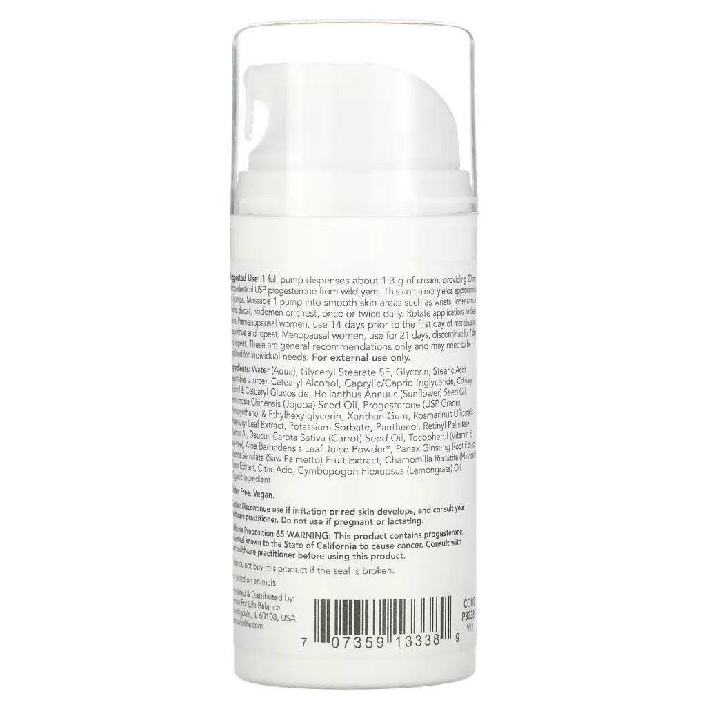 Progesterone Cream with Pump Protocol for life Balance