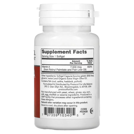 Vitamin A 25,000IU Protocol for life Balance
