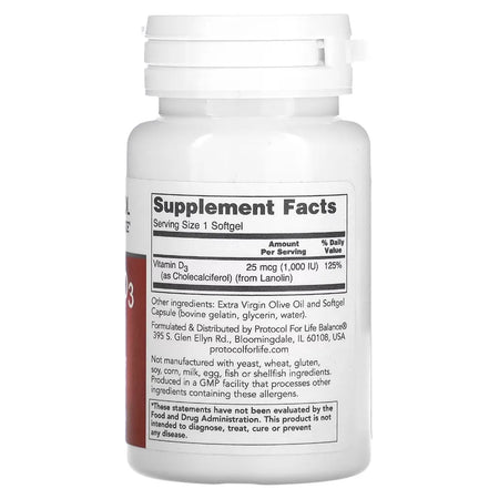 Vitamin D3 1000 Protocol for life Balance