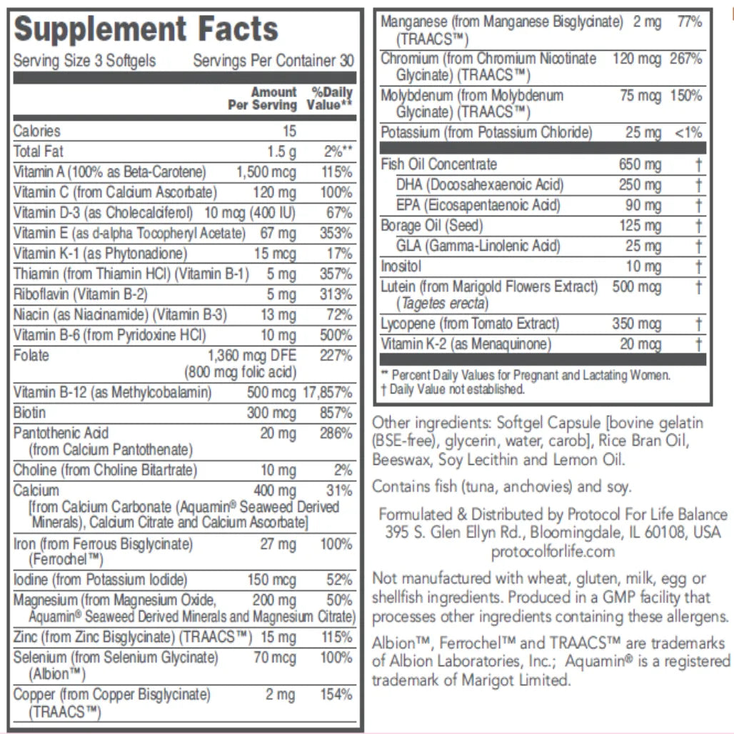 Pre-Natal Multivitamin with DHA Protocol for life Balance