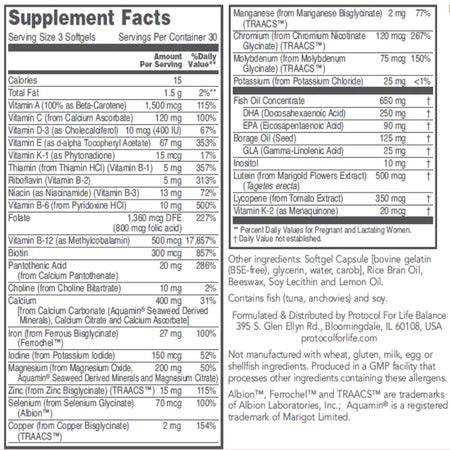 Pre-Natal Multivitamin with DHA Protocol for life Balance